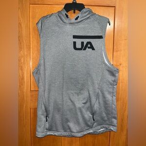 Under Armour Sleeveless Hoodie Pullover Men's Size Large Fitted ColdGear Gray